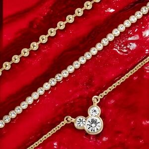 NEW Disney Mickey Mouse Layered Necklace - Gold/Pavé Officially Licensed Disney